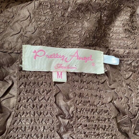 Pretty Angel Anthropoligie Silk Rayon Button Front Crinkle Fabric Blouse SZ M - Picture 5 of 10